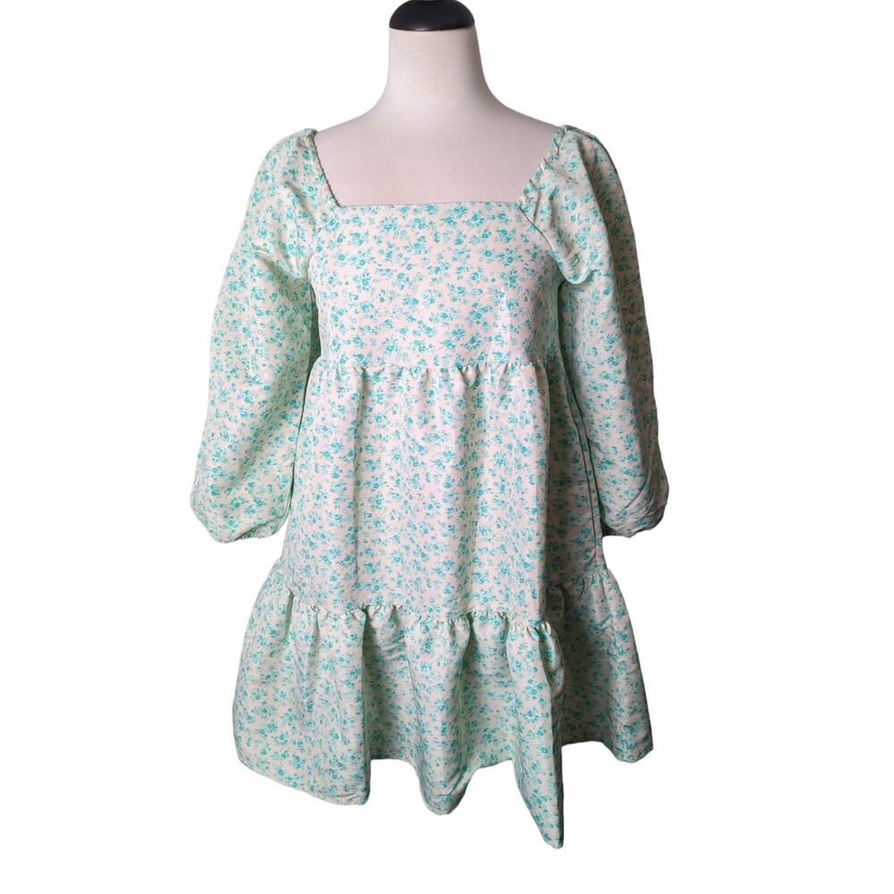 Levi's Womens Green Floral Dolci Baby Doll Dress with Pockets Size Small